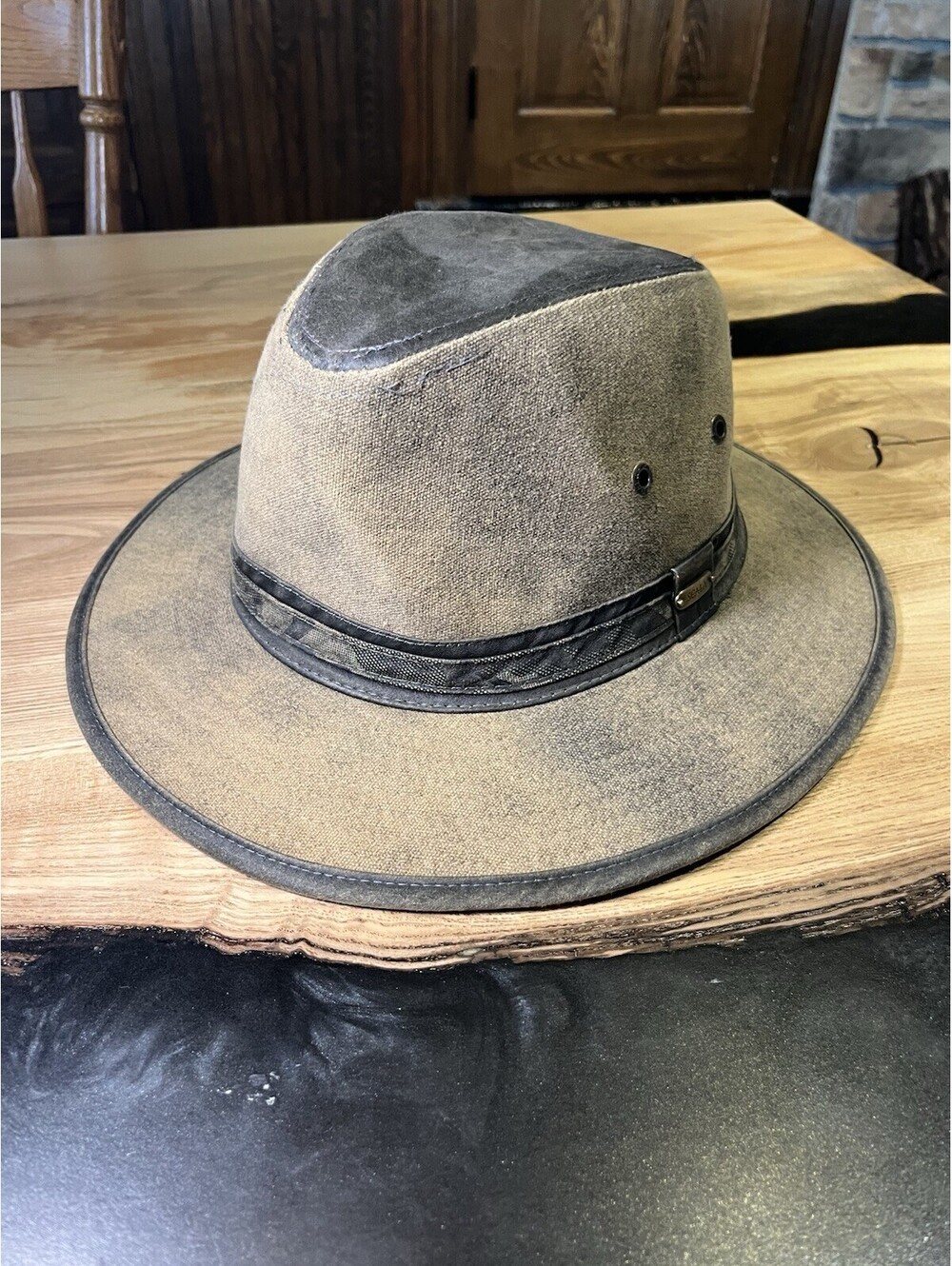 Scala Sport Hat Tan/Grey Fedora Style XL
